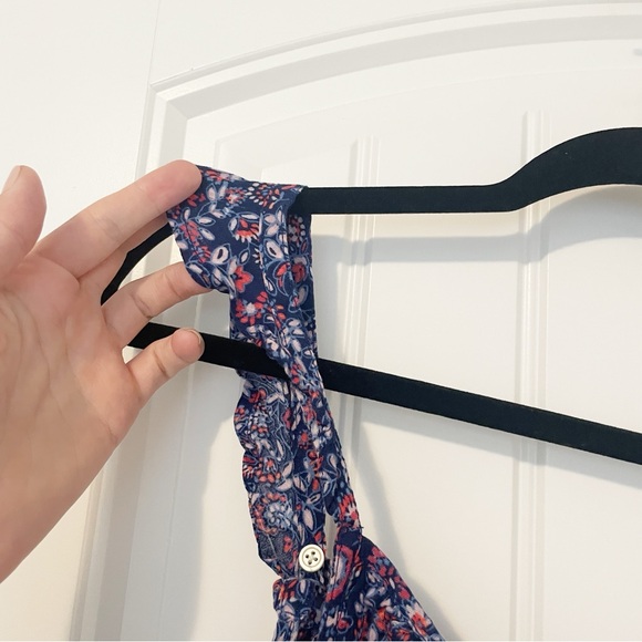 GAP Factory Flutter Sleeve Print Tank Top in Blue Floral Size Small - Picture 8 of 12